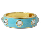 Enamel Bezel Crystal Stone Hinged Bracelet