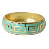 Greek KEY Enamel Hinged Bangle Bracelet - view 2