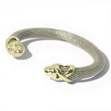 14K Gold Plated TWO Tone Mesh Knot Cuff Designer Inspired Bracelet - view 2