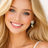 Floral Pearl Petal Drop Earrings - view 2