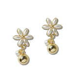 Floral Pearl Petal Drop Earrings