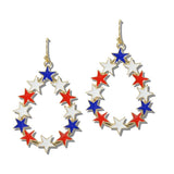 USA Patriotic Enamel Star Teardrop Earrings