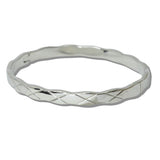 Stainless Steel Quilted Hinge Bangle Bracelet - view 2