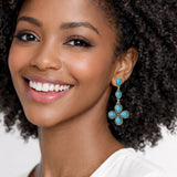 Western Turquoise Four Petal Drop Earrings
