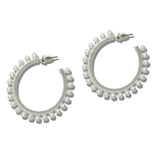 Matte Scalloped Pearl Hoop Earrings - view 2