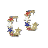 USA Star Patriotic C-hoop Earrings