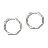 Pave CZ Rectangular Huggie Hoop Earrings - view 4