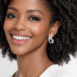 Small Baguette Cubic Zirconia Interlocking Hoop Earrings