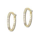 Baguette Cubic Zirconia Slim Round Hoop Earrings