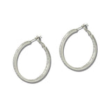Baguette Cubic Zirconia Slim Round Hoop Earrings - view 4
