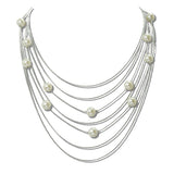 Multi Layered Pearl Statement Necklace - view 2