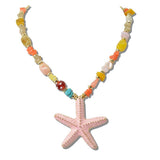Starfish Coastal Beaded Pendant Necklace