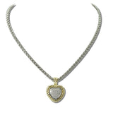 14K Gold Plated Pave CZ Heart Pendant Designer Inspired Necklace