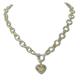 14K Gold Plated Heart Pendant Toggle Designer Inspired Necklace