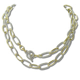 14K Gold Plated Textured Oval Link Designer Inspired Long Necklace - view 2