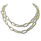 14K Gold Plated Textured Oval Link Designer Inspired Long Necklace