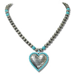 Western John 3:16 Heart Pendant Navajo Bead Necklace