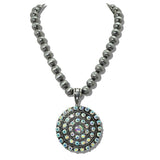 Western Crystal Medallion Navajo Bead Necklace