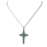 Western Turquoise Stone Cross Pendant Necklace