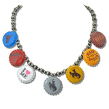 Western Rodeo Bottle CAP Charm Beaded Necklace