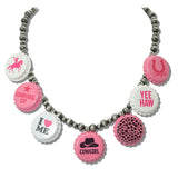 Western Cowgirl Bottle CAP Charm Beaded Necklace