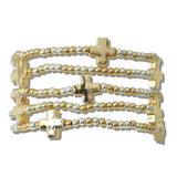 Cross Multi Layered Beaded Stretch Bracelet