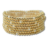 Dainty Pearl and Ball Beaded Multi Layered Stretch Bracelet