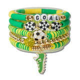 World CUP Soccer FAN Nation Multi Layered Beaded Stretch Bracelet