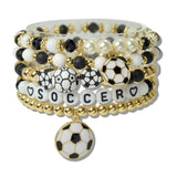 World CUP Soccer FAN Multi Layered Beaded Stretch Bracelet