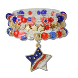 Patriotic USA Star Multi Layered Beaded Stretch Bracelet