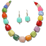 Marbled Square Bead Necklace