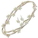 Celluloid Acetate Flower Beaded Double Layered Long Necklace - view 5
