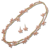 Celluloid Acetate Flower Beaded Double Layered Long Necklace - view 4