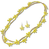 Celluloid Acetate Flower Beaded Double Layered Long Necklace - view 3