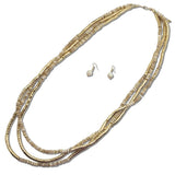 Multi Strand Marbled Beaded Long Necklace - view 3