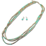 Multi Strand Marbled Beaded Long Necklace - view 2