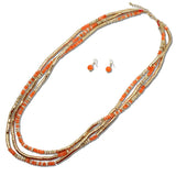 Multi Strand Marbled Beaded Long Necklace - view 4