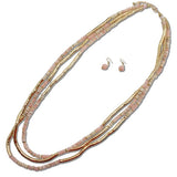 Multi Strand Marbled Beaded Long Necklace - view 5