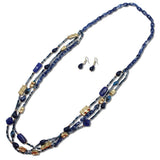 Multi Strand Mixed Beaded Long Necklace