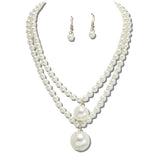 Double Strand Pearl Bead Statement Necklace - view 3