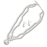 Double Strand Pearl Bead Statement Necklace - view 2