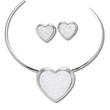 Elegant Heart White Shell Inlay Collar Necklace - view 2