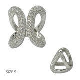 14K White Gold Plated CZ Pave Sculpted Butterfly Designer Inspired Ring - view 3