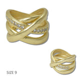 14K Gold Plated Multi Layer Criss Cross CZ Designer Inspired Ring - view 3