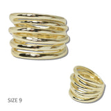 14K Gold Plated Multi Layer Stacked Designer Inspired Ring - view 3