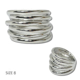14K White Gold Plated Multi Layer Stacked Designer Inspired Ring - view 2