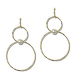 Pearl Accent Double Hoop Drop Earrings