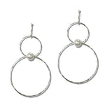 Pearl Accent Double Hoop Drop Earrings - view 2