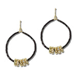 Pave Rondelle Charm Beaded Hoop Drop Earrings - view 2
