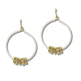 Pave Rondelle Charm Beaded Hoop Drop Earrings